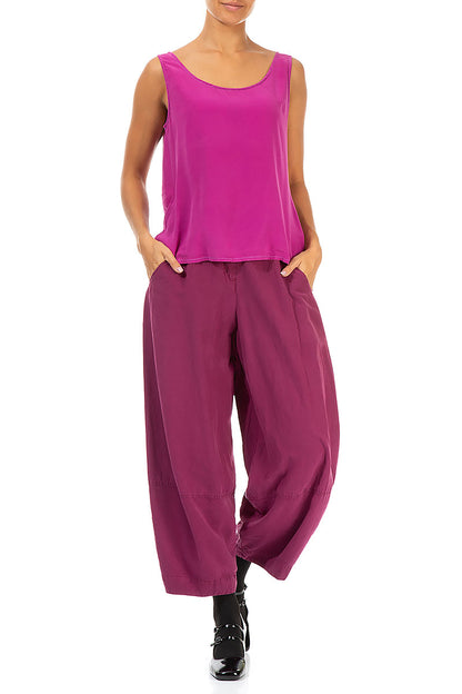 Sleeveless Fuchsia Pure Silk Top 4