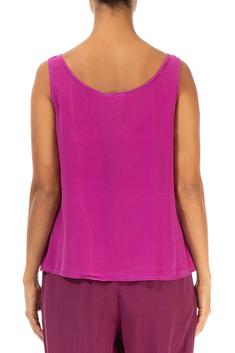 Sleeveless Fuchsia Pure Silk Top 2