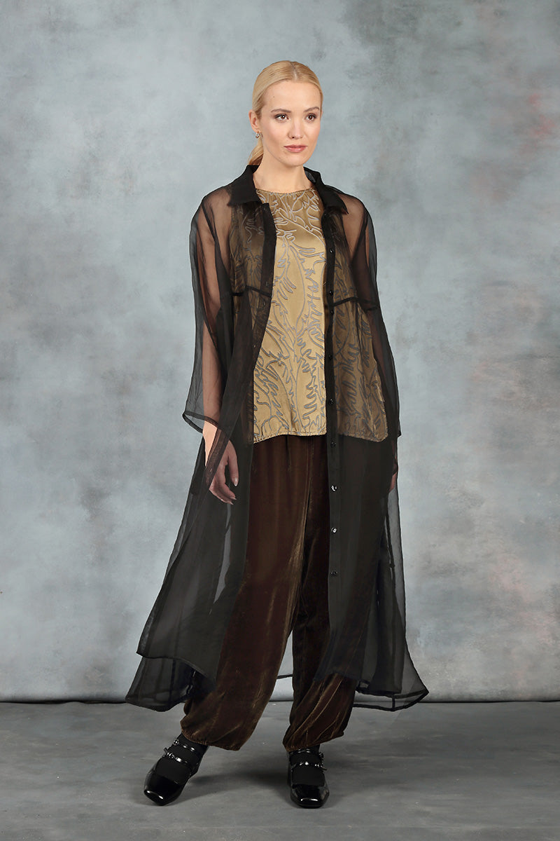 Sleeveless Golden Sage Devoré Feather Silk Top 8