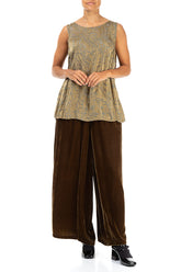 Sleeveless Golden Sage Devoré Feather Silk Top 4