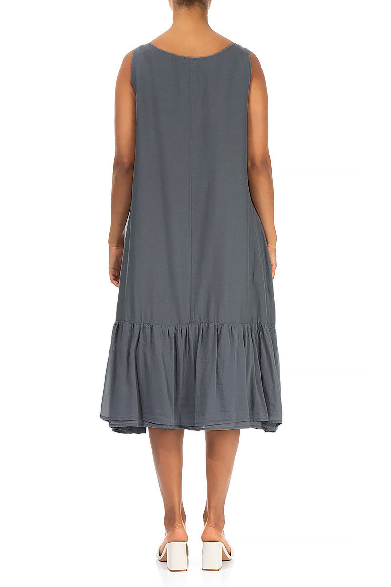 Sleeveless Graphite Silk Cotton Shift Dress 2