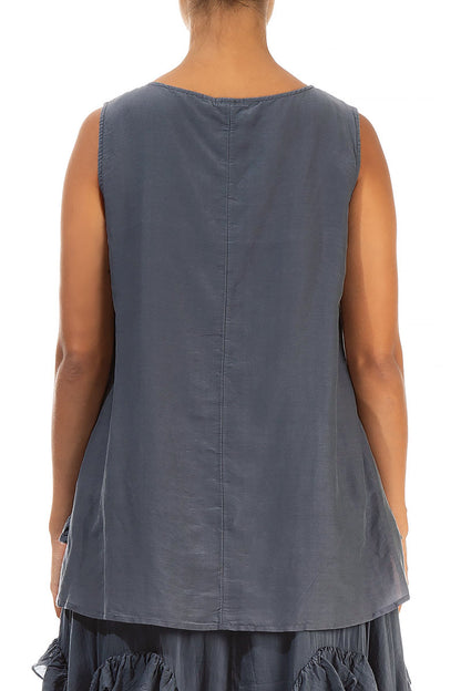 Sleeveless Graphite Silk Cotton Top 2