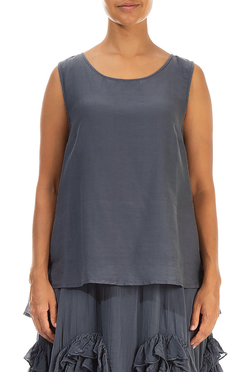 Sleeveless Graphite Silk Cotton Top 1