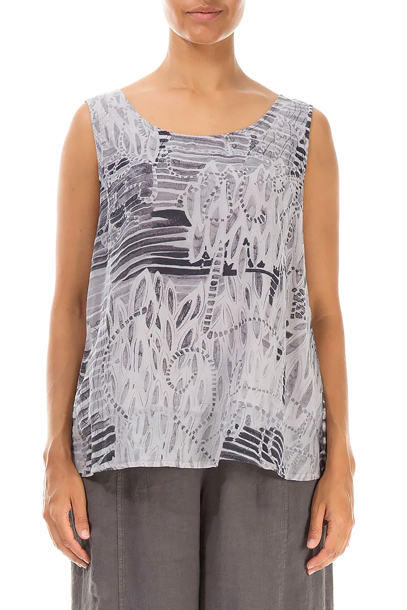 Sleeveless Greige Serenity Silk Cotton Top 1
