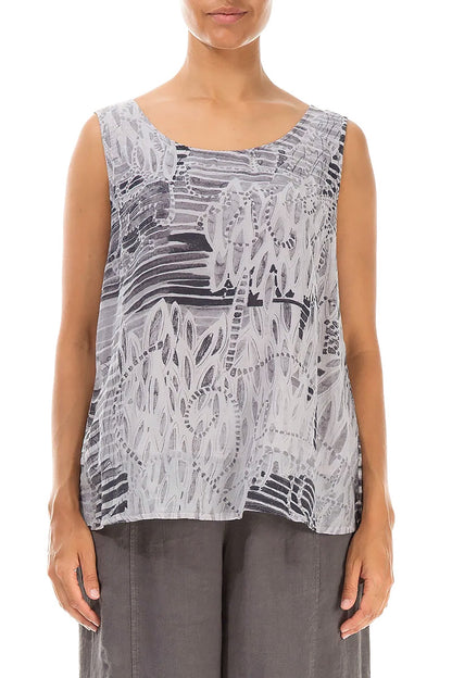 Sleeveless Greige Serenity Silk Cotton Top 1