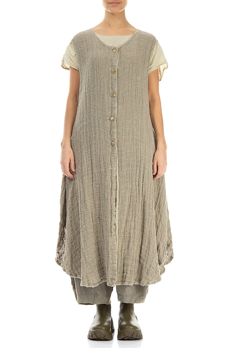 Sleeveless Laurel Green Handwoven Linen Vest 1