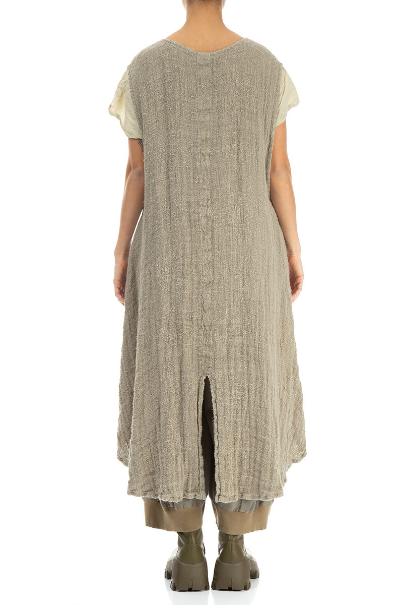 Sleeveless Laurel Green Handwoven Linen Vest 2