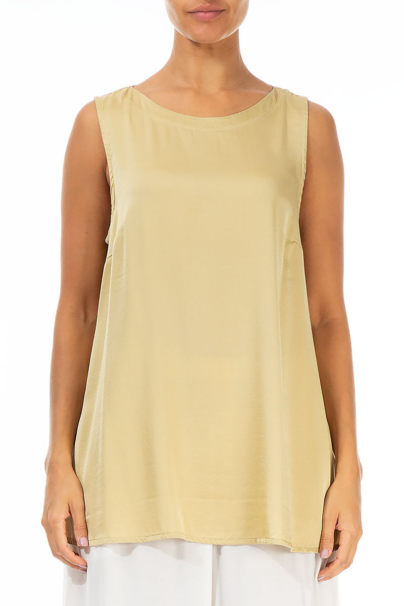 Sleeveless Laurel Green Silk Top 1
