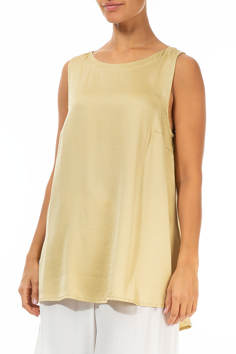 Sleeveless Laurel Green Silk Top 3