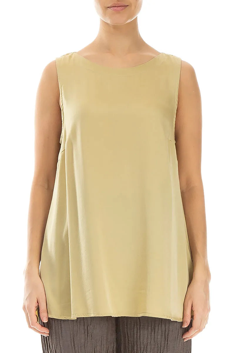 Sleeveless Laurel Green Silk Top 1