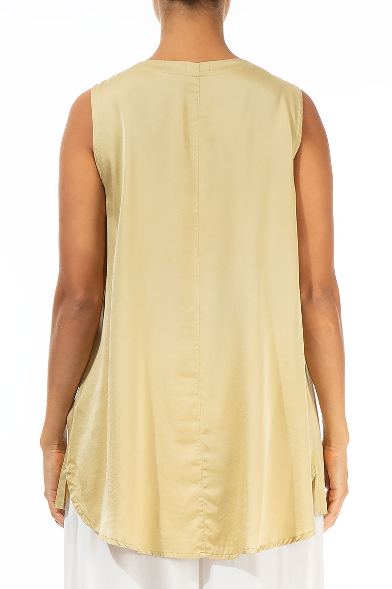 Sleeveless Laurel Green Silk Top 2