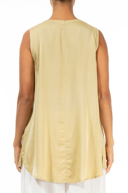 Sleeveless Laurel Green Silk Top 2