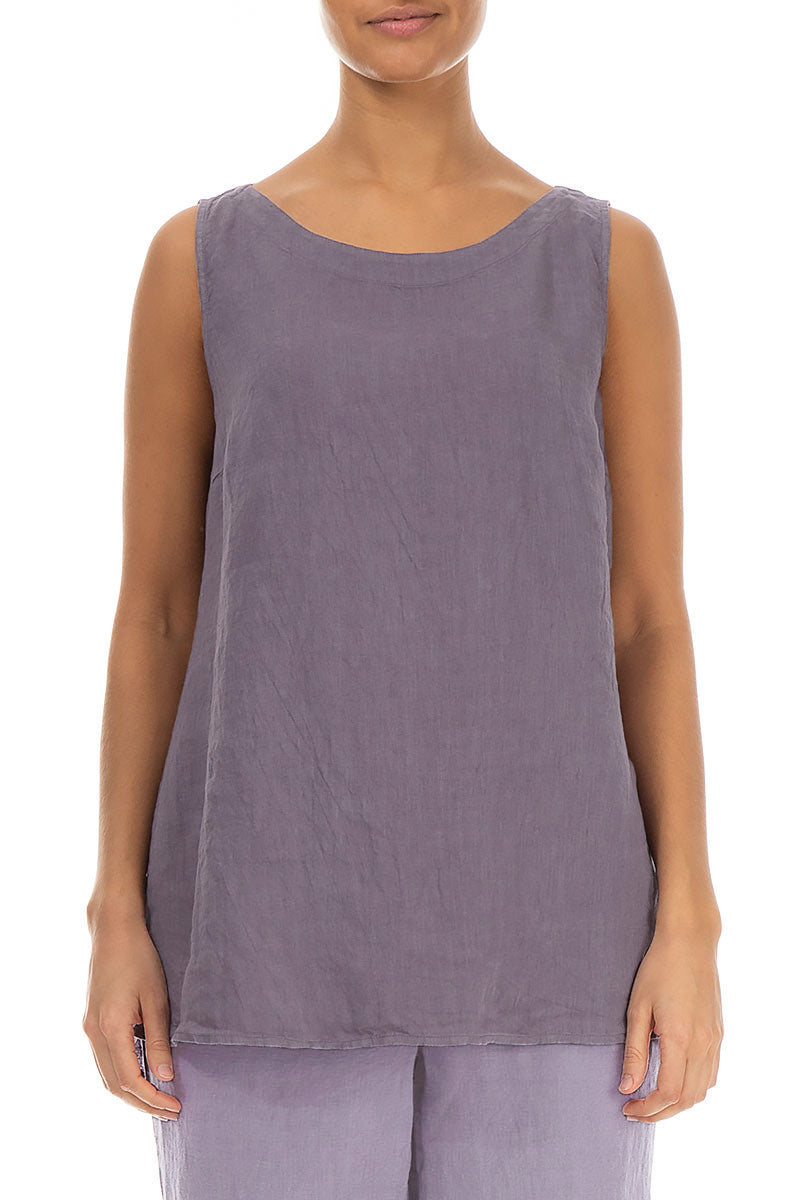 Sleeveless Lavender Linen Top 1