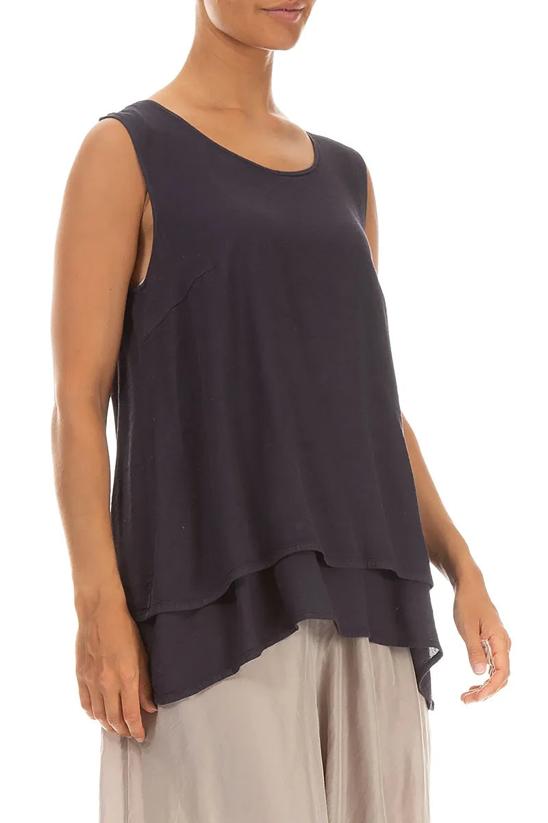 Sleeveless Layered Graphite Viscose Blouse 3