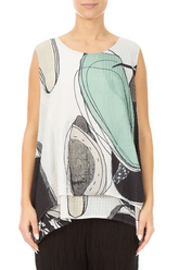 Sleeveless Layered Tumbled Stone Textured Silk Blouse 1