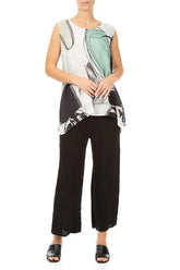 Sleeveless Layered Tumbled Stone Textured Silk Blouse 4