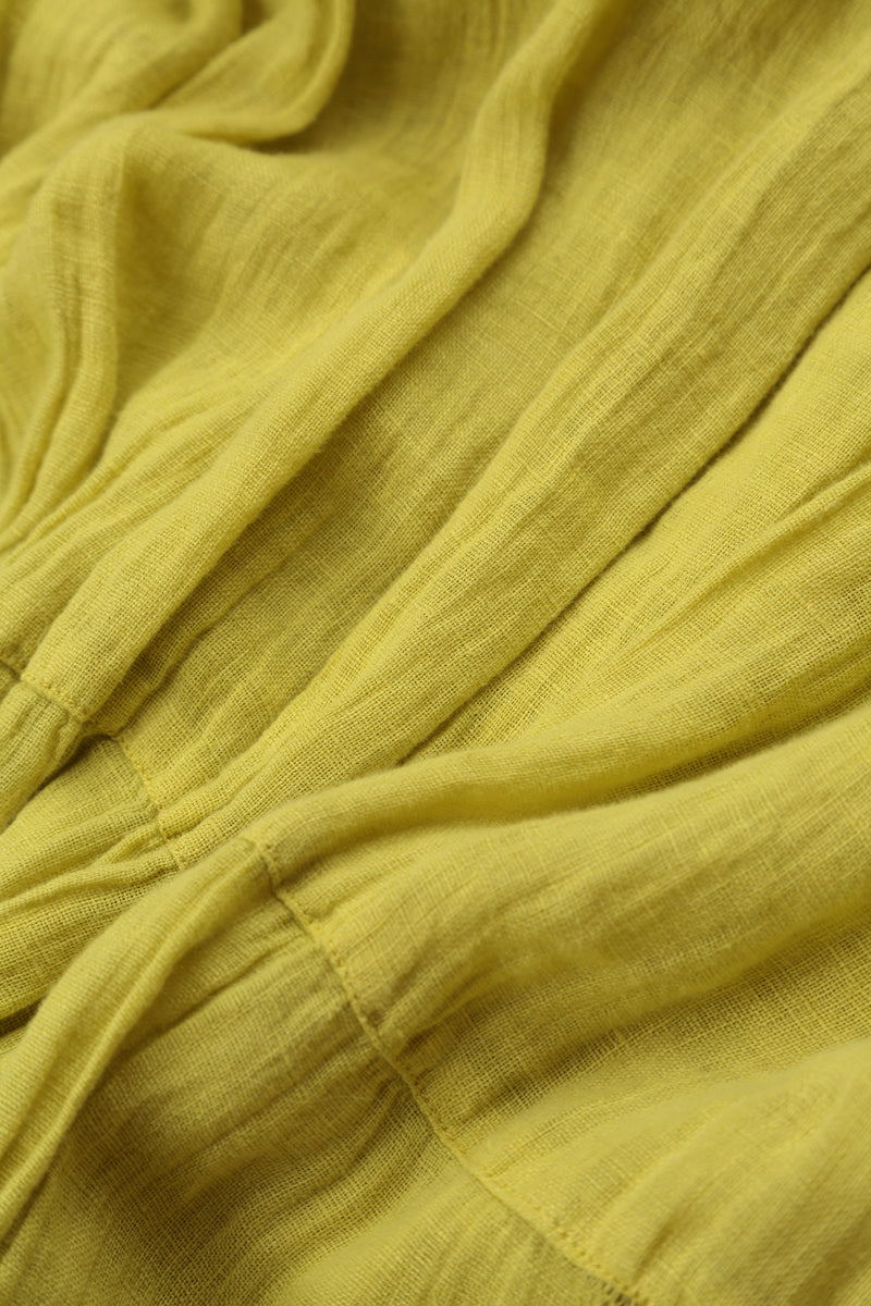 Sleeveless Layered Yellow Gauze Linen Blouse 5