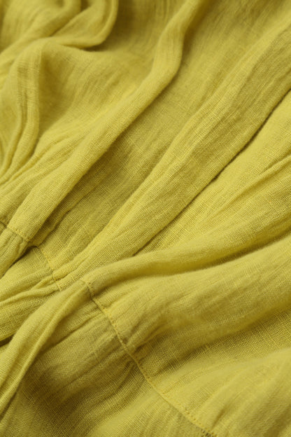 Sleeveless Layered Yellow Gauze Linen Blouse 5