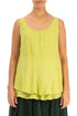 Sleeveless Layered Yellow Gauze Linen Blouse 1