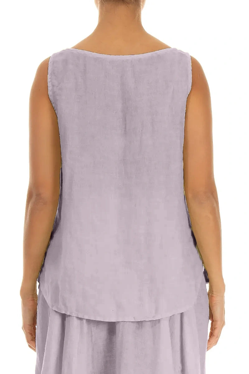Haut sans manches en lin lilas