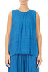 Sleeveless Longer Back Cobalt Blue Light Silk Blouse 1