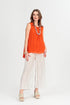 Sleeveless Longer Back Flame Orange Light Silk Blouse 1