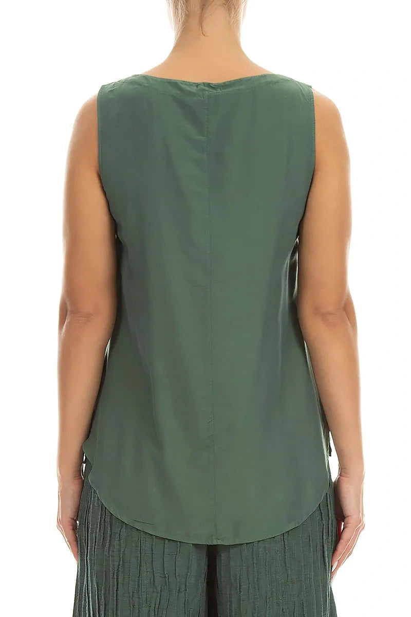 Sleeveless Longer Back Sage Silk Bamboo Top