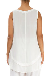 Sleeveless Loose White Silk Viscose Blouse 2
