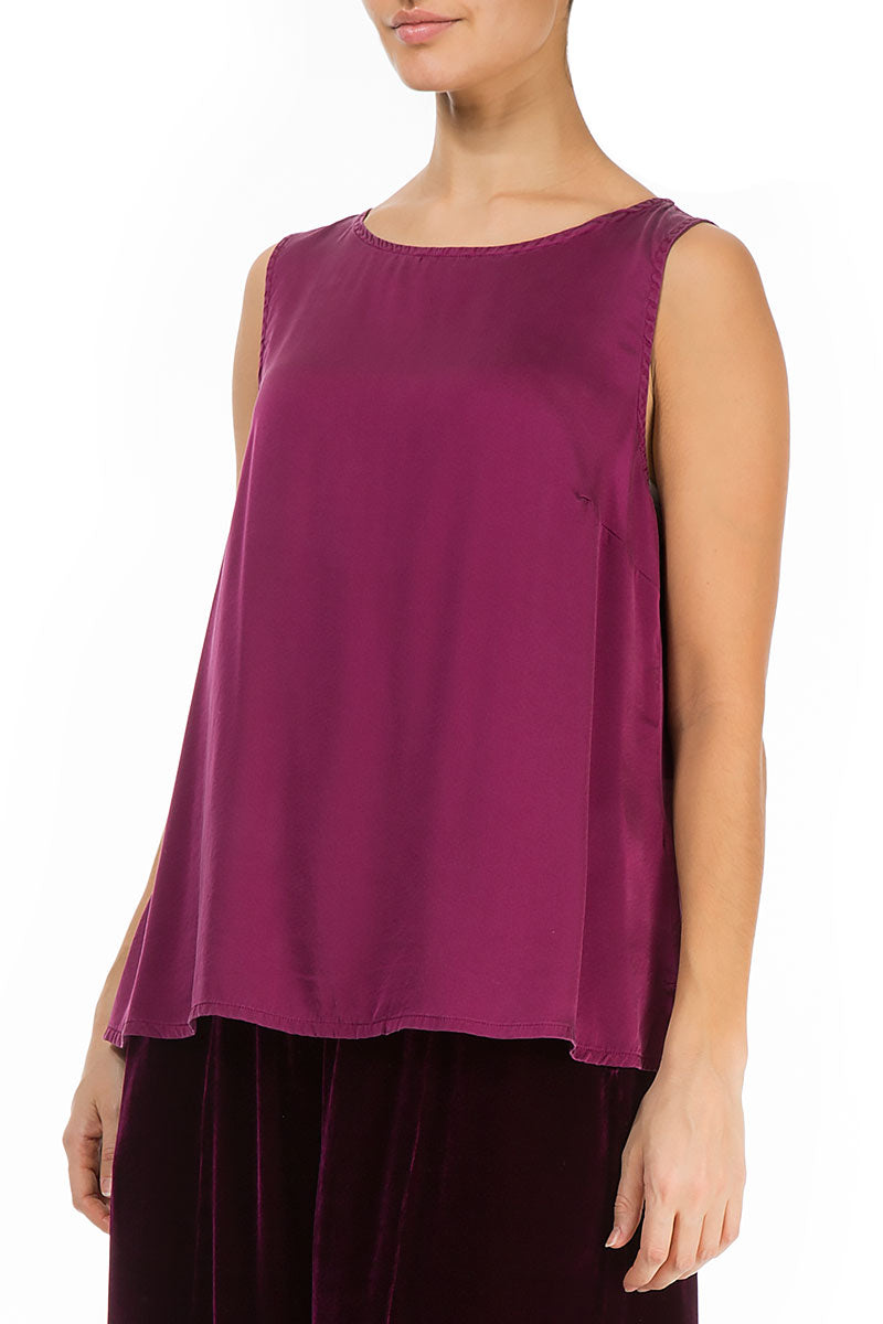 Sleeveless Magenta Silk Top 3