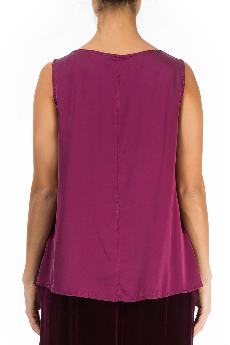Sleeveless Magenta Silk Top 2