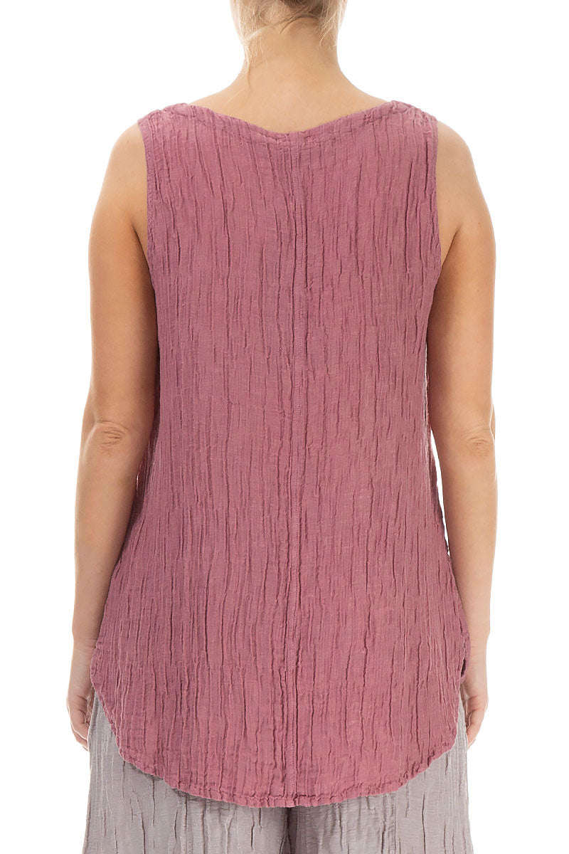 Sleeveless Mauve Taupe Crinkled Silk Top 2