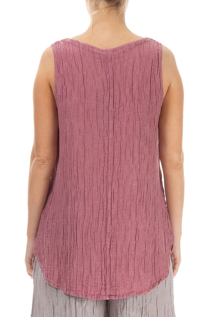Sleeveless Mauve Taupe Crinkled Silk Top 2