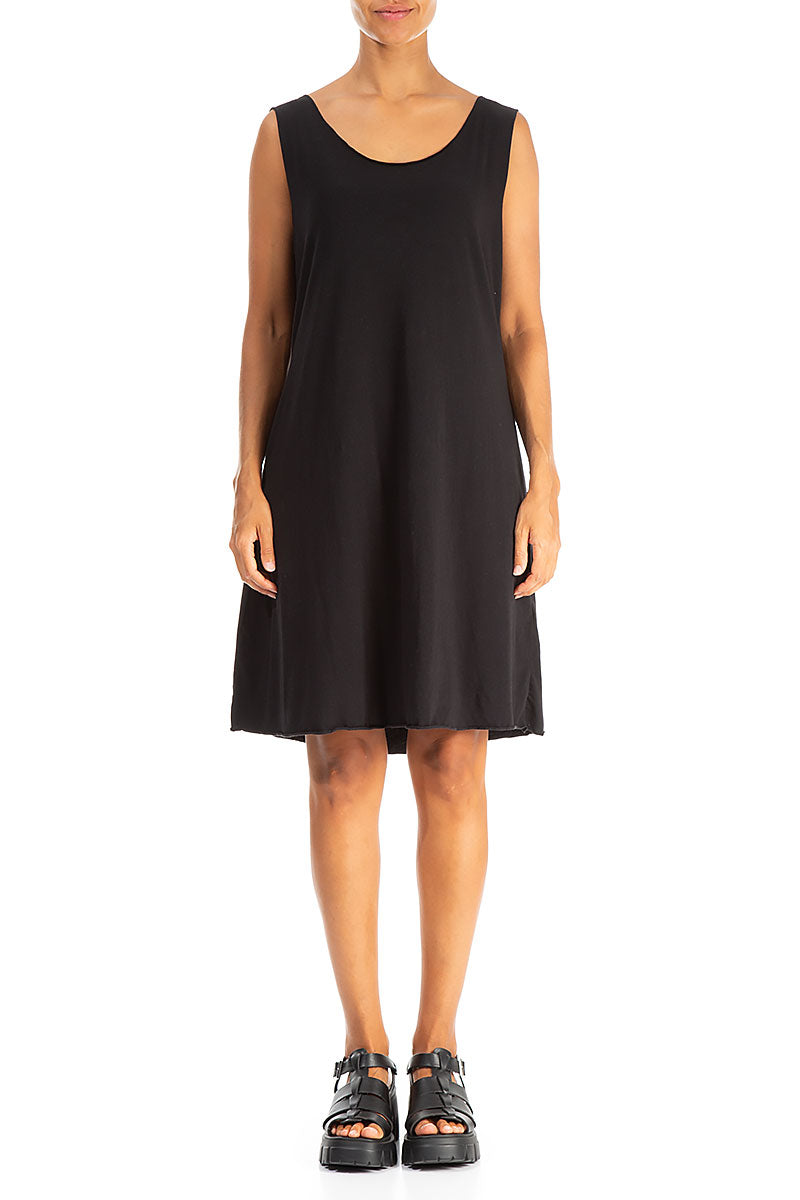 Sleeveless Mini Black Cotton Dress 1