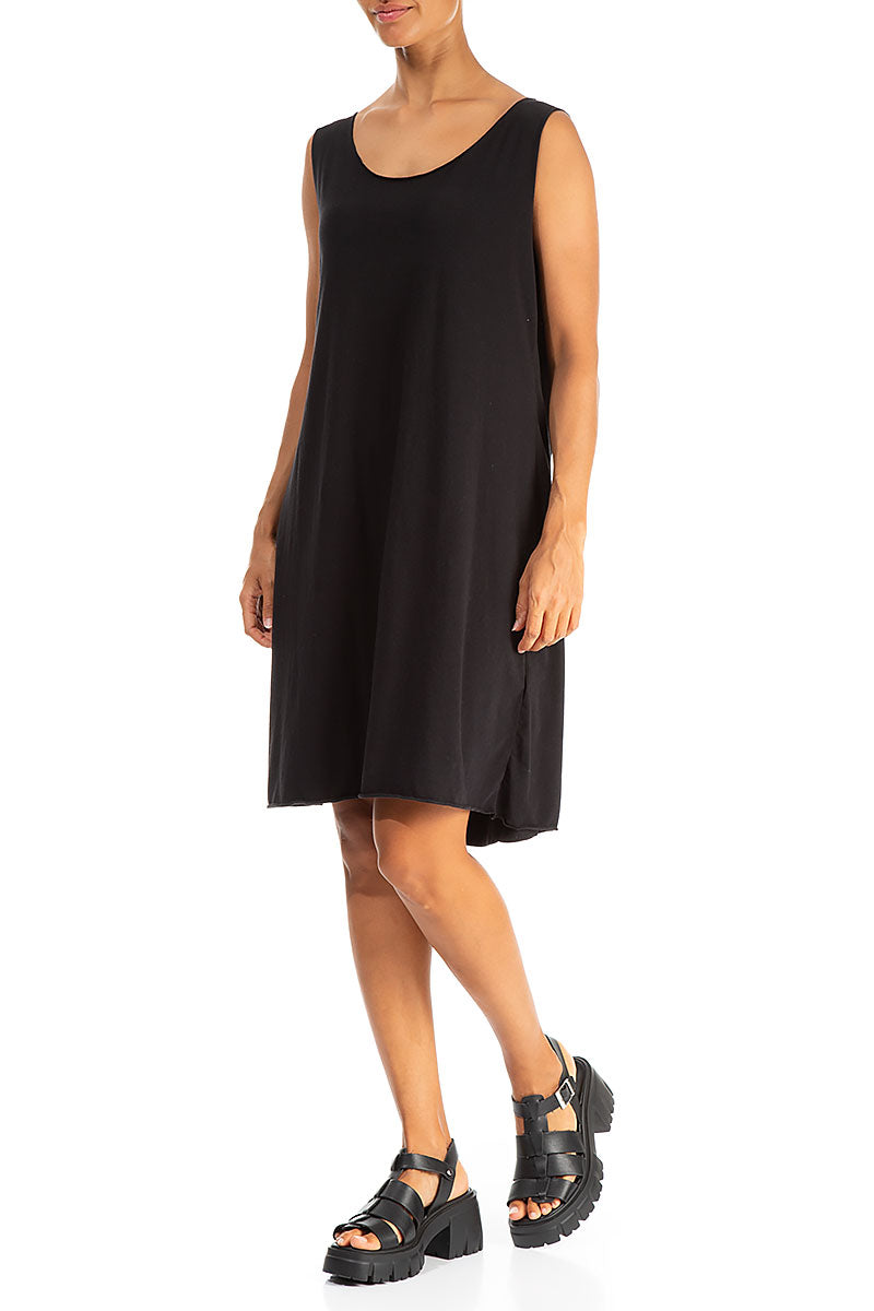 Sleeveless Mini Black Cotton Dress 3