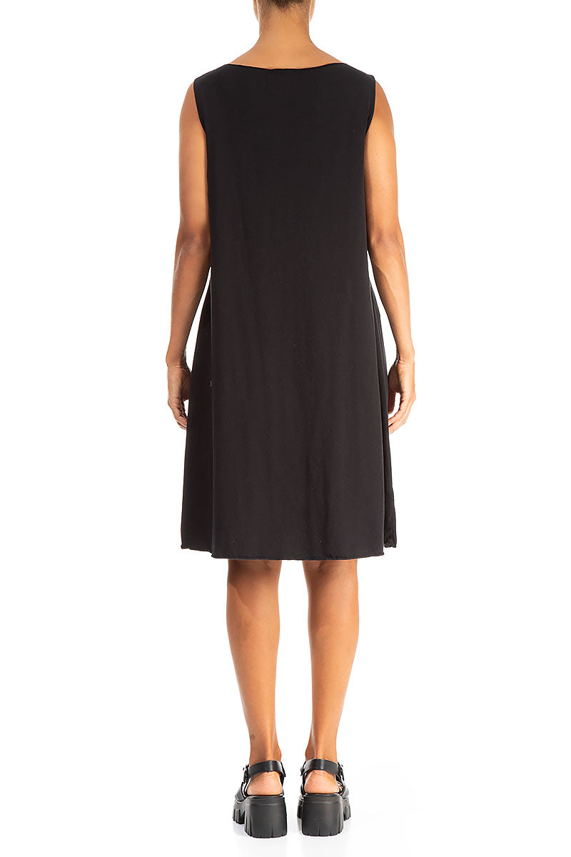 Sleeveless Mini Black Cotton Dress 2