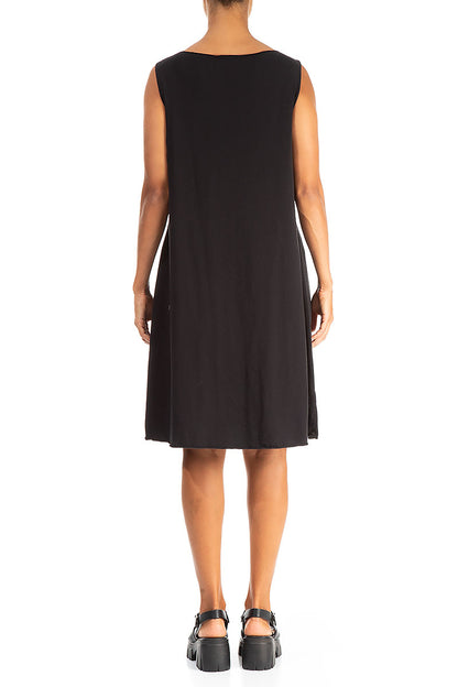 Sleeveless Mini Black Cotton Dress 2