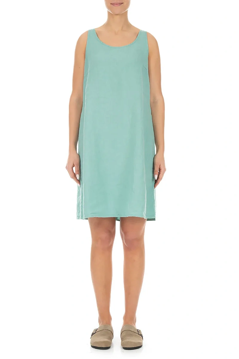 Sleeveless Mint Linen Dress 1