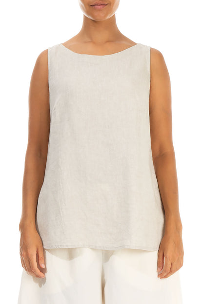 Sleeveless Natural Linen Blouse 1