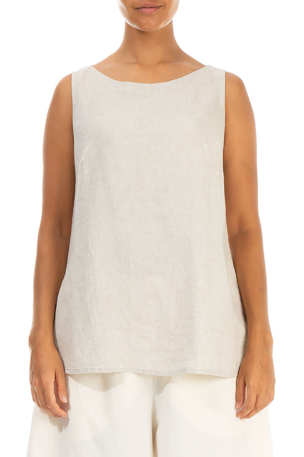 Sleeveless Natural Linen Blouse 1