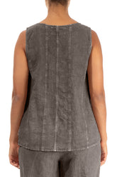 Sleeveless Off-Dye Truffle Linen Top 2