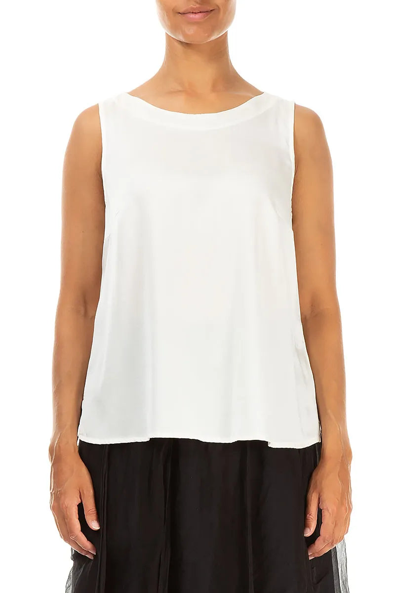 Sleeveless Off White Silk Top