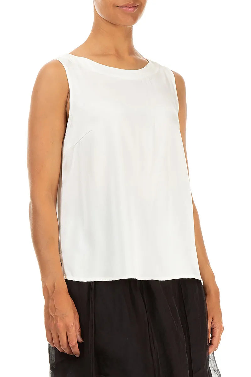 Sleeveless Off White Silk Top