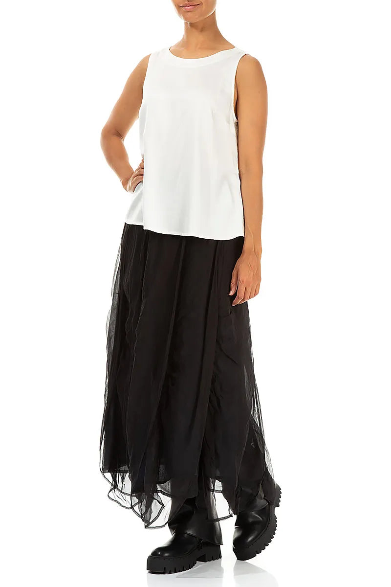 Sleeveless Off White Silk Top