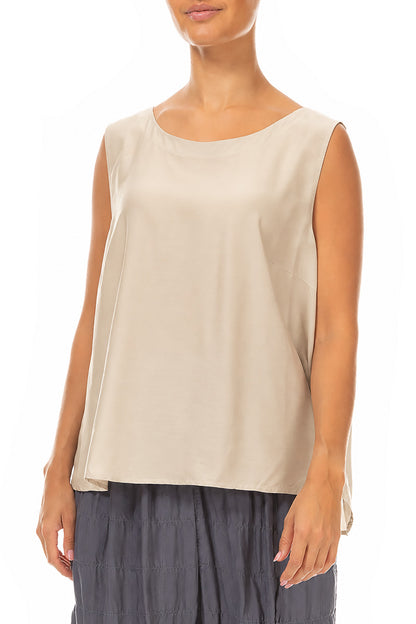 Sleeveless Olive Silk Bamboo Top 3