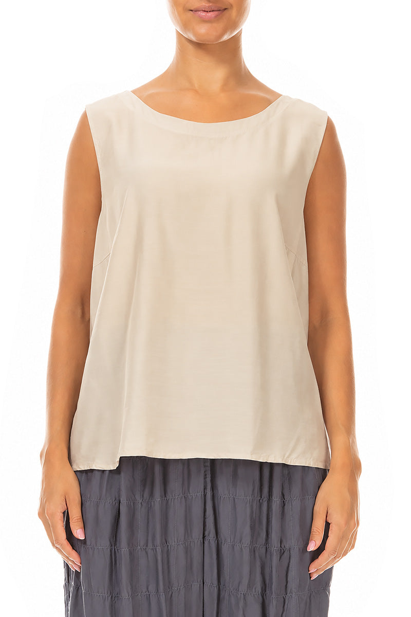 Sleeveless Olive Silk Bamboo Top 1