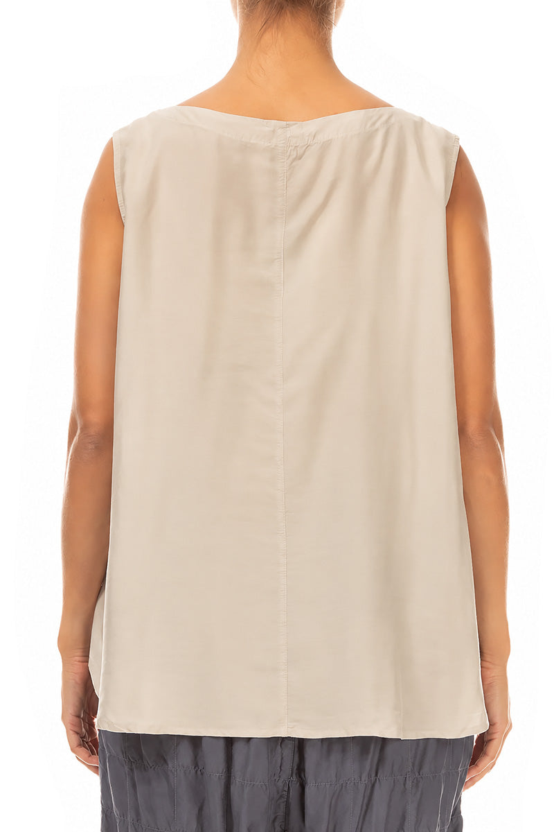 Sleeveless Olive Silk Bamboo Top 2