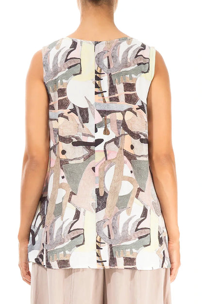 Sleeveless Pastel Art Viscose Top 2