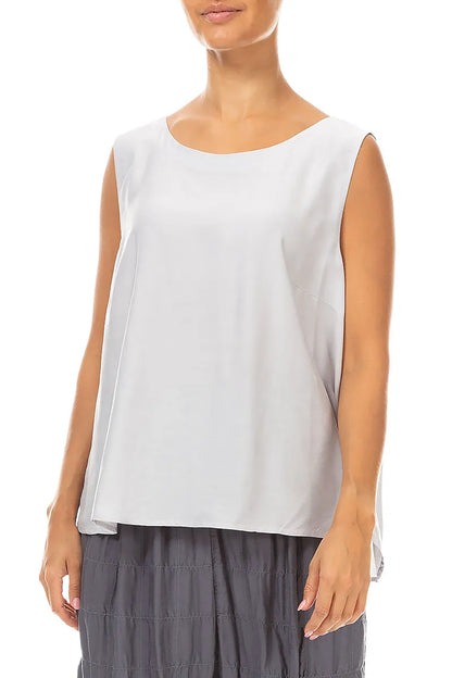Sleeveless Pearl Grey Silk Bamboo Top 3