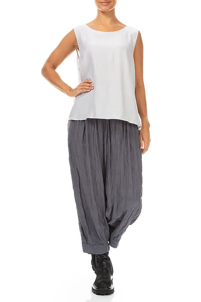 Sleeveless Pearl Grey Silk Bamboo Top 4