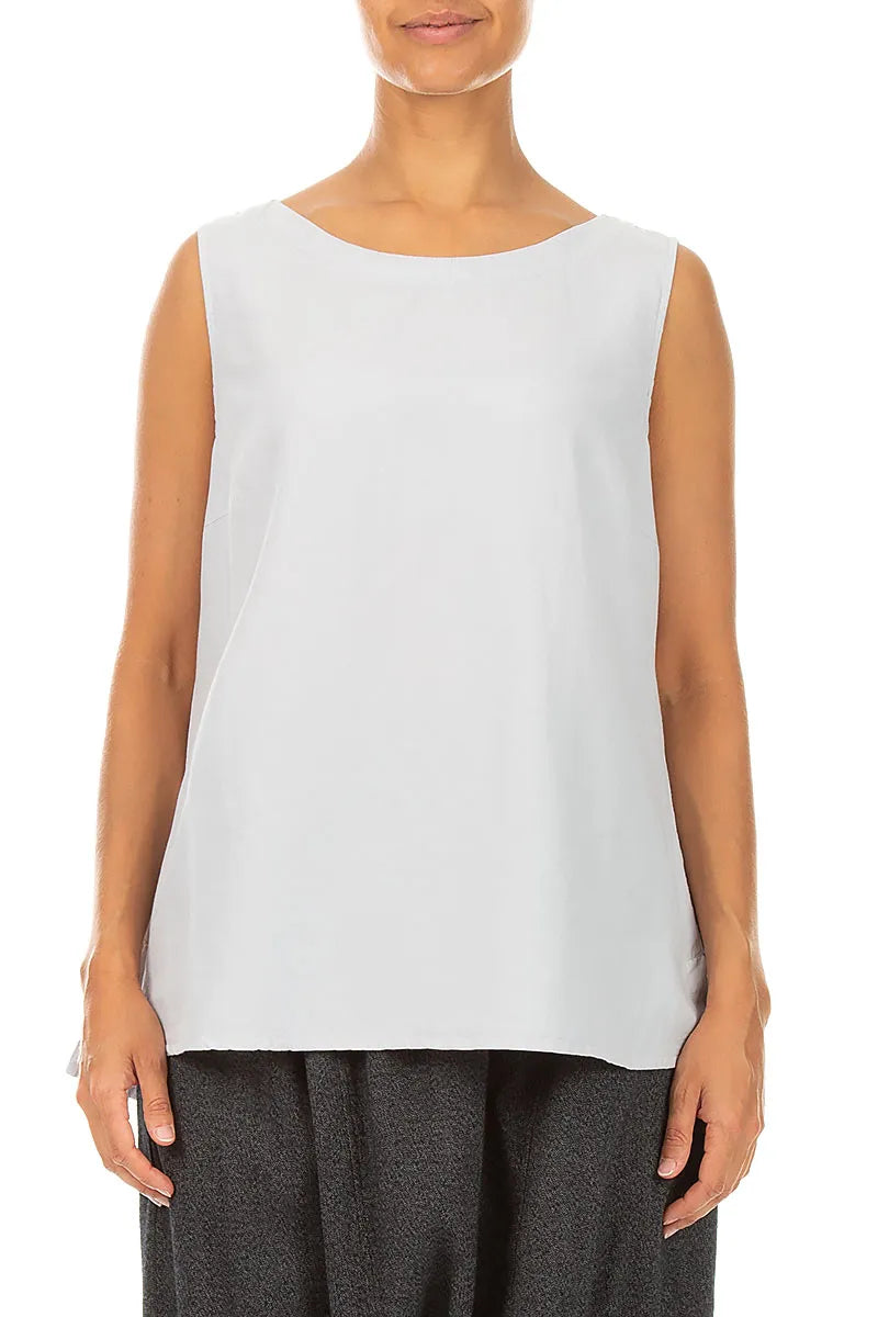 Sleeveless Pearl Grey Silk Cotton Blouse 1